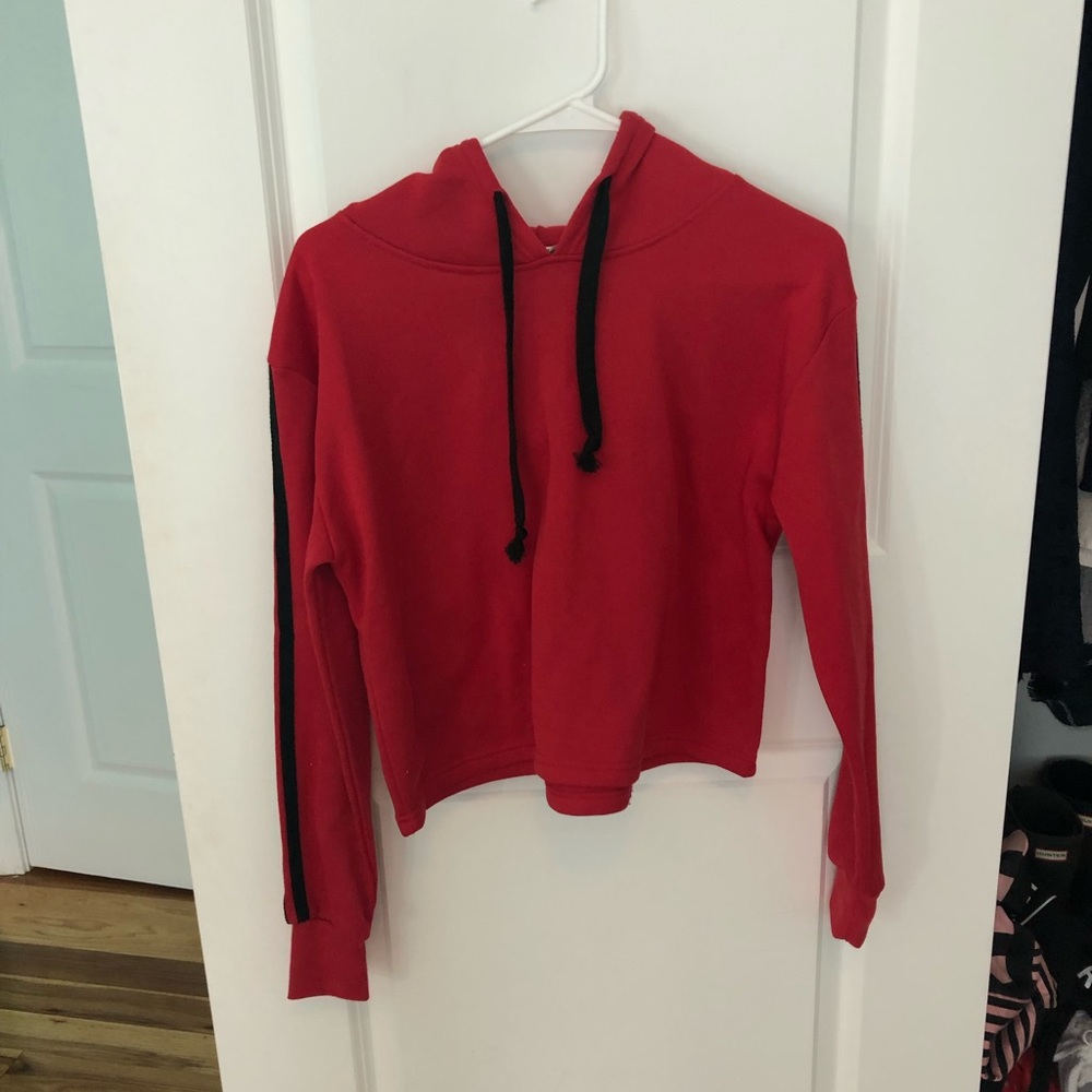 Red cropped hoodie